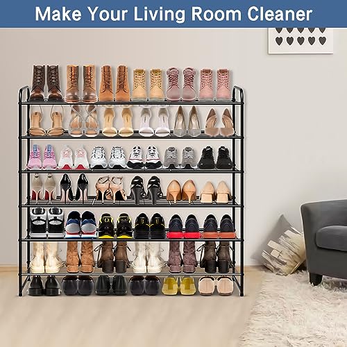KEETDY Large Shoe Rack 6 Tier Organizer Tall Metal Shoe Organizer for Entryway Bedroom Floor Garage, Wide Shoe Shelf Storage Fits 42 Pairs Men Sn