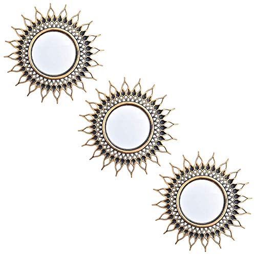 Small Wall Mirrors Decorative Set of 3 | Black and Gold Round Mirrors for Wall Decor Bedroom Living Room | Circle Mirror Wall Decor | Decorative