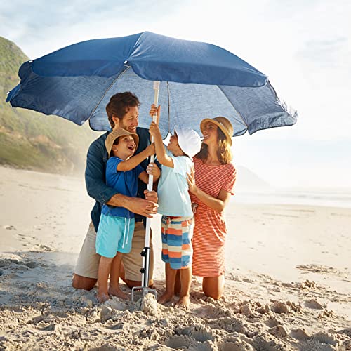 Mikytoper Umbrella Stand Anchor with 4 Spikes, Removable & Adjustable Heavy Duty Metal Parasol Base, Outdoor Umbrella Steel Anchor for Beach Gras