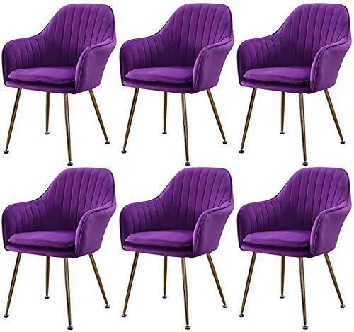 Modern Kitchen Dining Room Chairs Dining Chairs Set Of 6,Velvet Upholstered Kitchen Armchair with Sturdy Metal Legs Kitchen Living Room Lounge Co