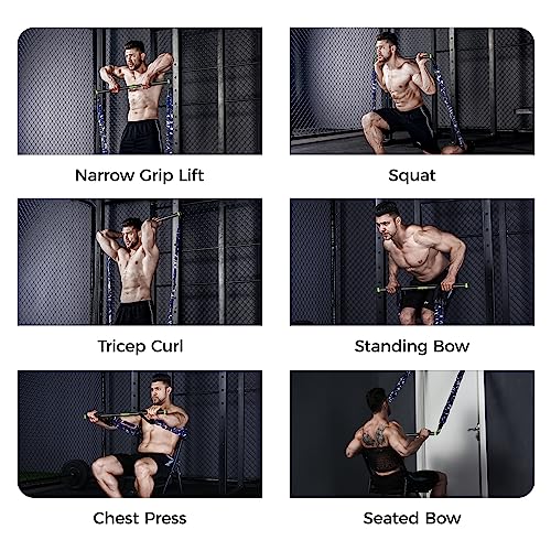 INNSTAR Portable Resistance Bands Bar, Workout bar for Powerlifting Strength Training Cardio Exercise and Home Gym