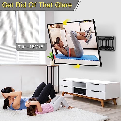 Alphamount TV Wall Bracket for 37-84 inch Flat Curved TVs up to 60kg, TV Wall Mount with Swivel Tilt and Extension, 65 Inch TV Bracket VESA 200x1