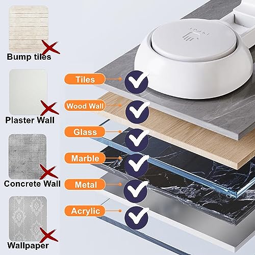 NewFree Suction Cup Shower Holder Removable Handheld Shower Head Holder White Large Adjustable Shower Head Holder No Drilling Waterproof & Height