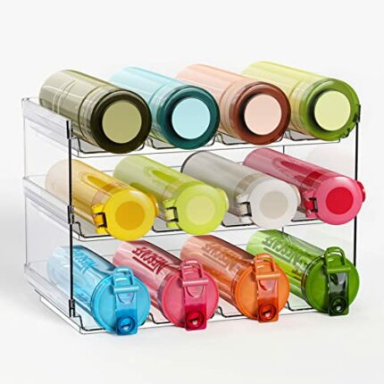 ZIJUND Water Bottle Organizer for Cabinet, 3 Pack Stackable Plastic Water Bottle Holder, Wine Racks for Kitchen Pantry Organization and Storage,