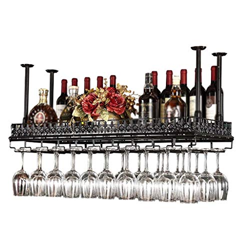 ZYZMH Wine Rack, Bar Hanging Goblets Simple Display Wrought Iron Wine Rack, Elegant Black
