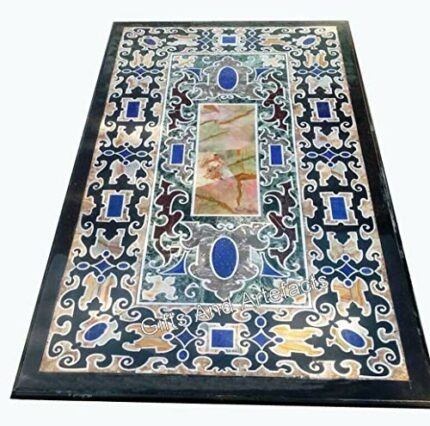 30 x 60 Inches Elegant Look Dining Table Top for Home Furniture Decor Rectangle Shape Black Marble Restaurant Table from Indian Vintage Art and C