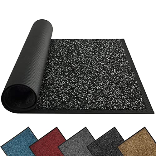 Mibao Dirt Trapper Door Mat for Indoor&Outdoor, 24" x 36", Anthracite Black, Washable Barrier Door Mat, Heavy Duty Non-Slip Entrance Rug Shoes Sc