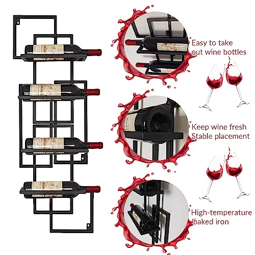 Lsoiup Metal Wall Mounted Wine Racks Hanging Wine Bottle Display Organizer Holder Matte Black DIY Home Kitchen Bar Decor Shelf