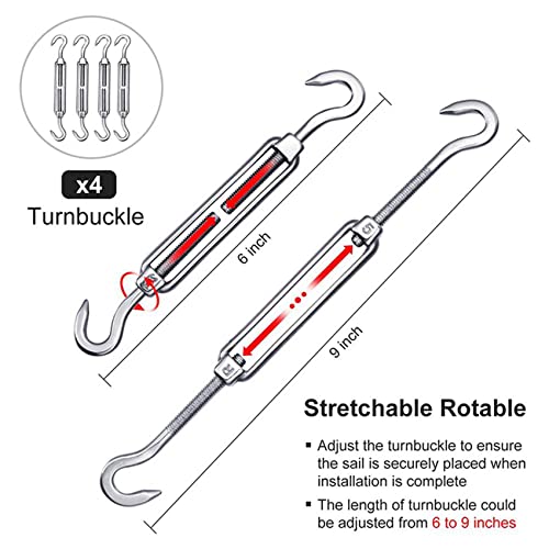 M6 Awning Attachment Set 81 PCS Sun Sail Shade Fixing Kit Canopy Tarpaulins Fixings Heavy Duty 304 Stainless Steel Hardware for Square Rectangle
