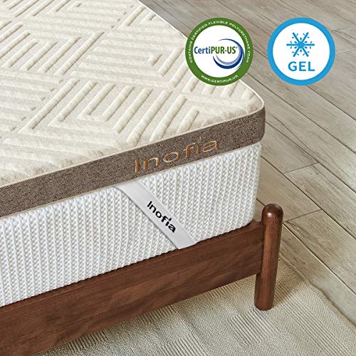 Inofia Gel Memory Foam Mattress Topper Double Bed, 3 Inch Foam Topper with Breathable Cover, Washable & Removeable, Dual Layer Support for Natura