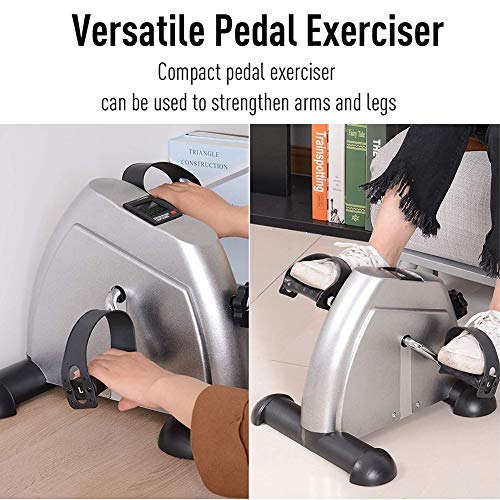 HUANGXING - Portable Pedal Exerciser Arm Leg Cycle Gym, Mini Exercise Bike, Digital Under Desk Bike Foot Cycle Arm & Leg Pedal Machine with LCD S