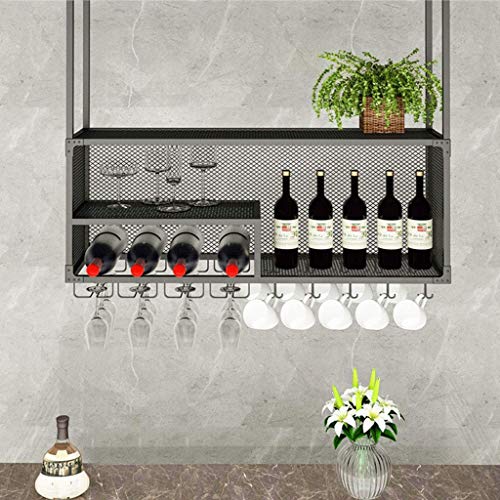 EYLINK Wine Racks,Bar Ceiling Hanging Shelves Bottle Holder Glass Shelf Wine Decor Wine Glass Rack Industrial Retro Decor Wall Mounted Wine Glass