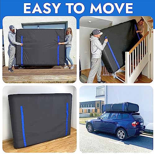 Moving Supplies - King Size Mattress Bags for Moving - Mattress Cover for Moving with Waterproof Zipper and Heavy Duty U-Shaped Handles - Reusabl