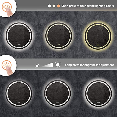 LUVODI Round Illuminated Bathroom Mirror: 600mm Dimmable LED Lighted Circle Wall Mounted Vanity Mirror with Demister Pad Smart Touch Sensor for M