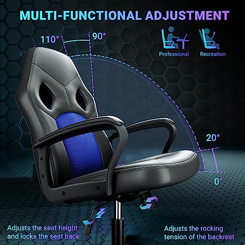 BASETBL Gaming Chair, Office Chairs Swivel Racing Work Chair with Lumbar Support, Leather PC Gaming Chair, Adjustable Desk Chairs for Home Office