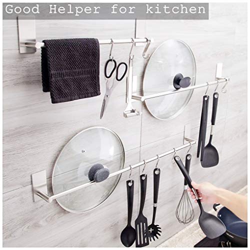 Self Adhesive Single Towel Rail,Stainless Steel Bathroom Towel Holder Tack 40 cm / 15.75 inches,Towel Rails Wall Mounted for Kitchen Bathrooms