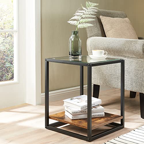 End Table - Nightstand - Industrial Telephone Table - Bedside Table with Storage Shelf - Side Table Living Room, Bedroom, Office, 40X40X50 cm, Ru