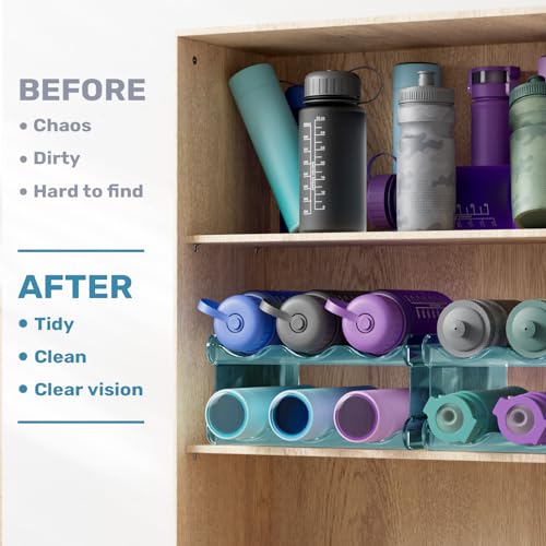 Fabspace Water Bottle Organizer, Stackable Water Bottle Holder for Kitchen Pantry, Fridge, Cabinet, Stackable Cup Holder for Wine, Water, Drink-2