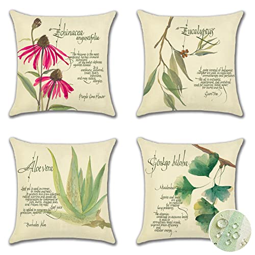 Ohok Outdoor Waterproof Cushion Covers 45x45 cm Pack of 4 Decorative Throw Cushion Covers Cushion Case for Sofa Couch Bed Living Room Outdoor Pat