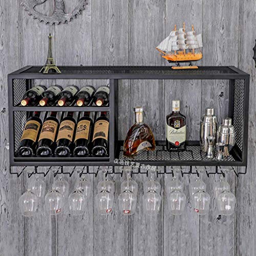 EYLINK Wine Racks,Wine Shelf with Glass Holder | Wine Racks Wall-Mounted Metal | Wine Glass Holder | Wine Bottle Holder | Wall Shelf Cube for Bar