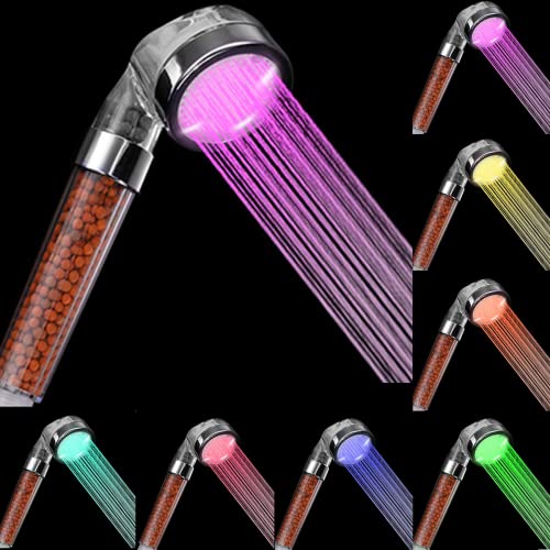 Rovtop High Pressure Water Saving 7 Colors Changing Light Handheld High Pressure Spa Shower Head