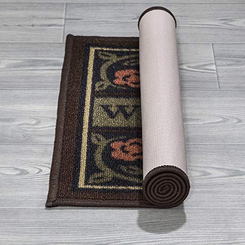Ottomanson Rubber Back Doormat Collection, Floral Tile Design, "Welcome" Text, 51 cm x 76 cm, Multicolor