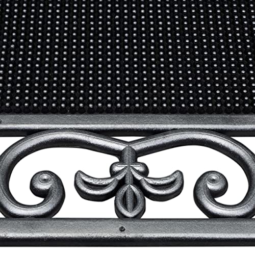 Relaxdays Antique Style Retro Look Metallic Doormat Rubber, 75x 45 cm, Door Mat Inside & Outside, Non-Slip, Silver