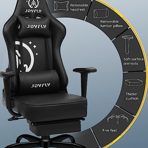JOYFLY Computer Chair, High Back Gaming Chair for Adults Ergonomic Gamer Chair with Footrest, Office Chair with Height Adjustment, Headrest and L