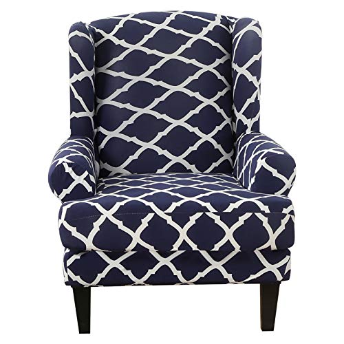 SHANNA Armchair Covers, Spandex Sofa Cover Stretch Wing Chair Slipcover for Armchairs - Wingback Chair Covers - Geometric Grey