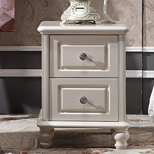 JYDQM 40cm Bedside Table Solid Wood Bedroom Simple Mini Bedside Table, White Double Drawer Design Bedside Table