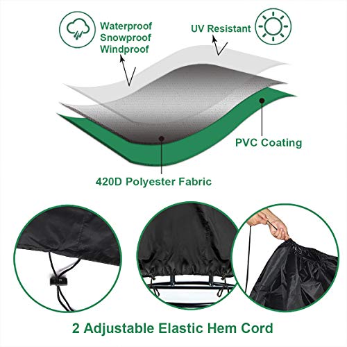 INMUA Egg Chair Cover Waterproof, Patio Hanging Chair Cover Rip Proof 420D Heavy Duty Oxford Fabric Windproof, Anti-UV Rattan Wicker Swing Chair