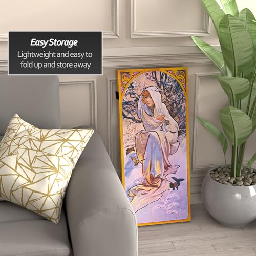 Red Lantern 3 ft. Short Double Sided Four Seasons Canvas Folding Screen 4 Panel Freestanding Partition and Separator for Modern and Contemporary