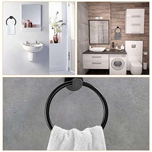 Morobor Rust-Proof Towel Ring, Dishcloth Holder for Bathroom and Kitchen, Stainless Steel Constructed Heavy Duty Bathroom Accessories, Matte Blac