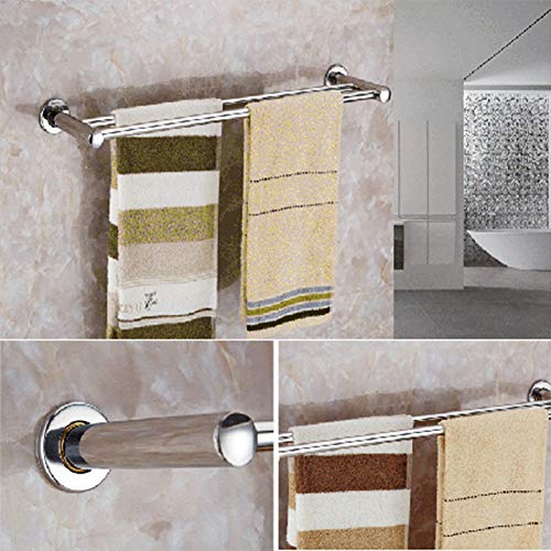 Double Towel Bar, Tiberham Double Layer Towel Rail Multi-Function Towel Rack, Contemporary Style Polished Finish Towel Holder Hanger Wall Mounted