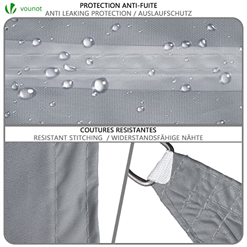VOUNOT 3m x 5m Sun Shade Sail, Waterproof Outdoor Garden Sails Canopy Patio Party Sunscreen Awning 98% UV Block with Free Rope, Grey