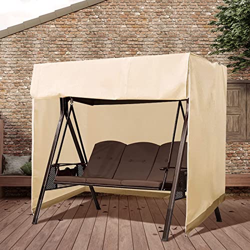Garden Swing Cover 3 Seater Waterproof L220 xW125 x H170 cm Patio Swing Chair Bench Cover Outdoor Garden Furniture Rain and Snow Protection Cover