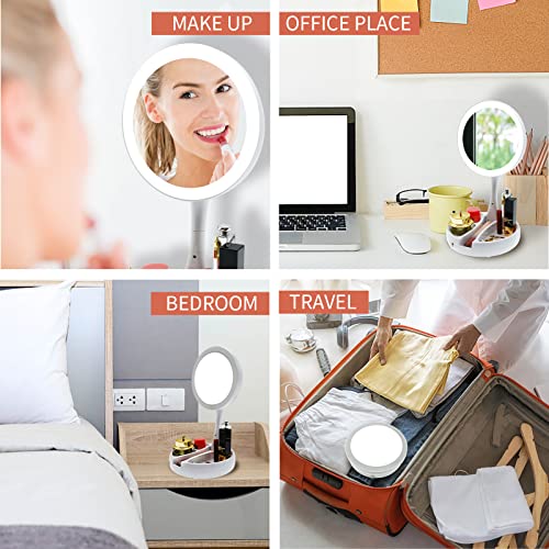 Lighted Makeup Mirror with Magnification, 1x/10x Magnifying 21 Led Lights Travel Makeup Mirror, Double Sided Compact Mirror with Light, Vanity Mi