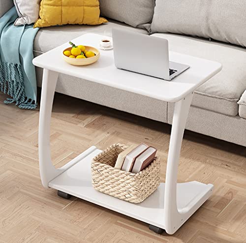 JJZXD Solid Wood Sofa Side Table Removable C-shaped Bedside Bedside Table Living Room With Wheels Tea Table (Color : Walnut, Size : 40 * 45 * 63C