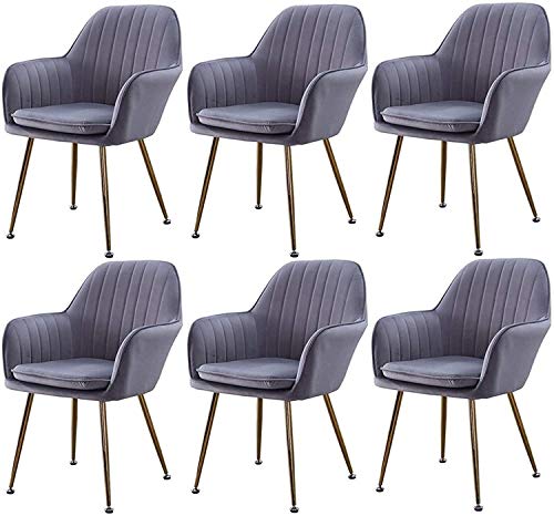 Modern Kitchen Dining Room Chairs Dining Chairs Set Of 6,Velvet Upholstered Kitchen Armchair with Sturdy Metal Legs Kitchen Living Room Lounge Co