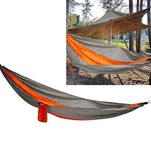 SUNGOOYUE Camping Hammock Set, Portable Hammock with Tie Rope Widened Hanging Swing for Indoor Outdoor Camping Silver Gray & Orange