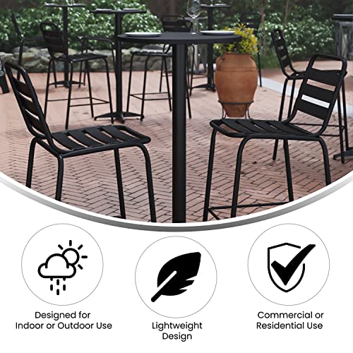 Flash Furniture Mellie 23.5" Aluminum Indoor-Outdoor Bar Height Table, 24" Round, Black