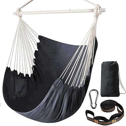 Chihee Hammock Chair Swing Chair Strong Metal Collapsible Spreader Bar Portable Hanging Chair Max 330 lbs Comfy Seat Patio Lawn Chair Cotton Blen