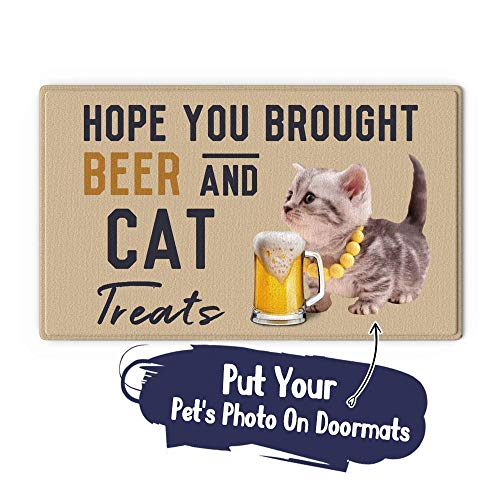 VEELU Personalized Door Mat for Front Door Outdoor Dog Pet Funny Custom Welcome Photo Doormat Outside Inside Modern Farmhouse Decor Unique Gift I
