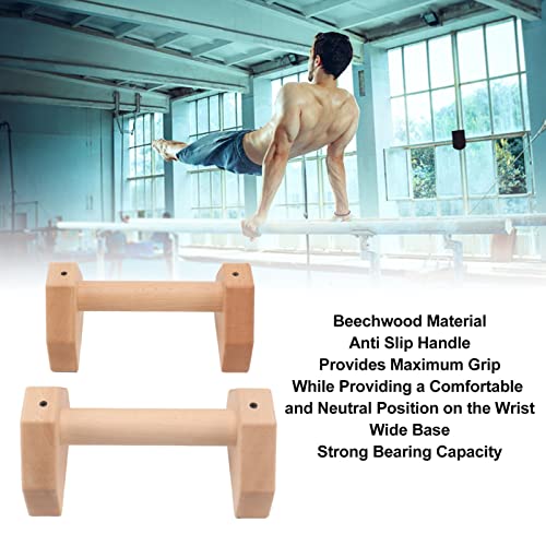 Asixxsix Push Up Bars, 2 Pcs Wooden Fitness Parallettes Bars Handle Stands Grip Handstand Trainer Push Up Handles with Non Slip Rubber Feet for F