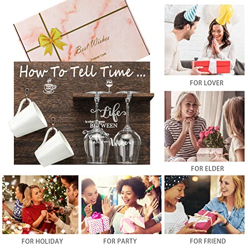 GOARTGIF Unique Birthday Gifts for Women Who Has Everything,How To Tell Time Am Pm,Housewarming Gifts For Women or New Home,Coffee And Wine Holde