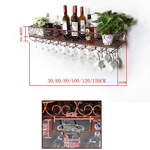 PIBM Stylish Simplicity Wine Shelf European Wrought Iron Hanging Wine Rack, Creative Wall Hanging Wine Rack, Bronze , 120CM