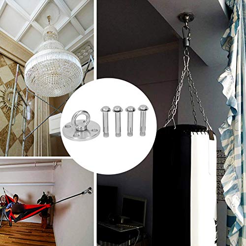 Fixing Hanger, 500kg Bearing Range Durable Silver Anti‑Rust Ceiling Mount Hook, Stainless Steel for Hanging Chair Outdoor Swing(DG-08)