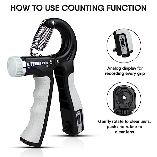Ultimate Grip Strengthener: 10-60 Kg Hand Grips Strengthener, Forearm Strengthener, Hand Gripper - Non-Slip with Adjustable Resistance - Enhance
