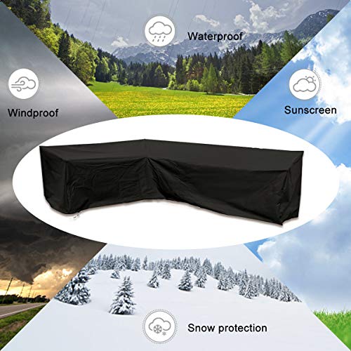 Garden Furniture Covers waterproof, 210D L-Shape Garden Sofa Covers, Rattan Corner Sofa Cover, outdoor corner sofa cover with Waterproof Tape (21