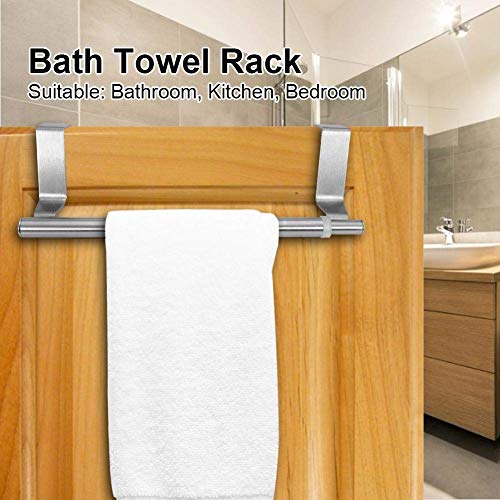 FTVOGUE Over Door Towel Rail Holder Retractable Stainless Steel Bath Towel Bar Rack Shelf No Drilling (34cm Single Bar )